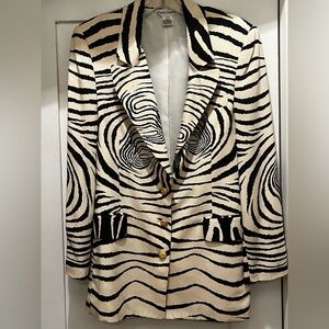 Paolo Santini Sexy Zebra Print Women's Button Down Blazer 100% Silk